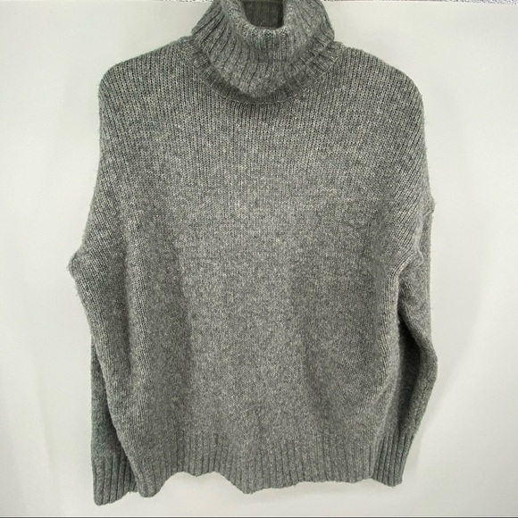 L.O.G.G. Small Grey Ribbed Turtleneck Alpaca Blend Sweater - Picture 1 of 8